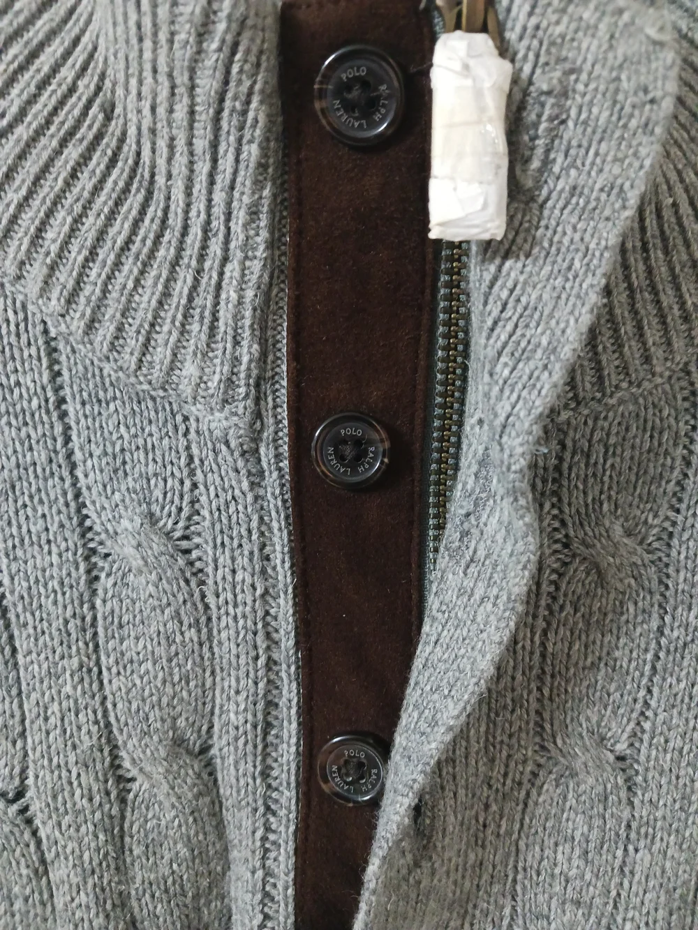 Vintage Polo Ralph Lauren 100% Tussah Silk Cable Knit Sweater Grey L Made in HK